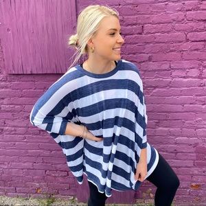 High Call Striped Dolman Top Oversized